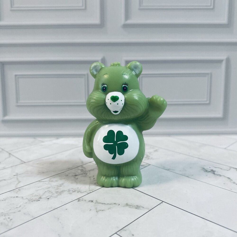 Vintage Care Bears Shamrock Green Good Luck Bear Mini Plastic Figurine